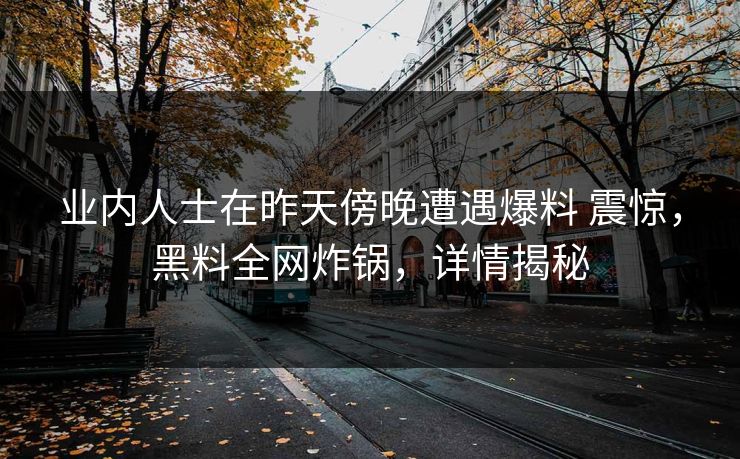 业内人士在昨天傍晚遭遇爆料 震惊，黑料全网炸锅，详情揭秘