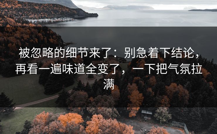 被忽略的细节来了：别急着下结论，再看一遍味道全变了，一下把气氛拉满