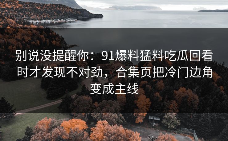 别说没提醒你：91爆料猛料吃瓜回看时才发现不对劲，合集页把冷门边角变成主线